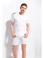 Kolcu Erkek Ribana Bisiklet Yaka Beyaz T-shirt %100 Pamuklu Premium Kolcu 1210 Beyaz görsel 4