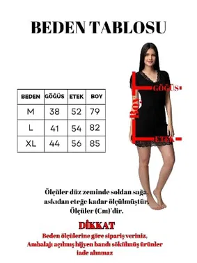 Donex Kolsuz Dantelli Penye Gecelik Donex 1591  - Alternatif Görünüm