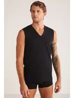 KOM Barny V Yakalı Pamuk 2 li Erkek Atlet Siyah görsel 5