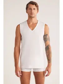 Kom KOM Barny V Yakalı Pamuk 2 li Erkek Atlet