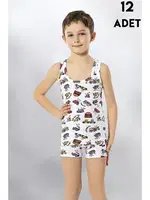 Askılı Erkek Çocuk Baskılı Atlet 12'li Kota 1014 Asorti görsel 4