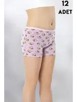 Karışık Baskılı Kız Çocuk Boxer 12Li Kota 3400 Asorti