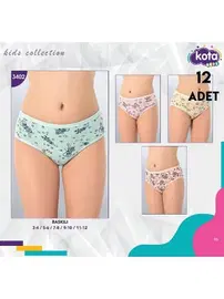 Kota Baskılı 12Li Kız Çocuk Külot Kota 3402