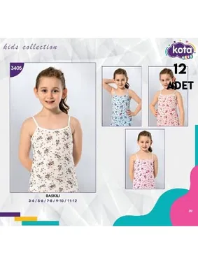 Kota İnce Askılı Baskılı Kız Çocuk Atlet 12Li Kota 3405 - Alternatif Görünüm