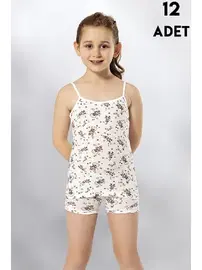 Kota İnce Askılı Baskılı Kız Çocuk Atlet 12Li Kota 3405