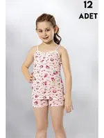İnce Askılı Baskılı Kız Çocuk Atlet 12Li Kota 3405 Asorti farklı açı