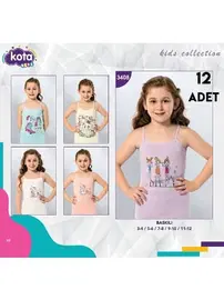 Kota İp Askılı Baskılı Kız Çocuk Atlet 12Li Kota 3408