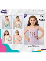 İp Askılı Baskılı Kız Çocuk Atlet 12Li Kota 3408 Asorti