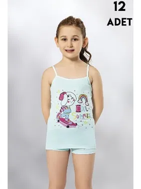 Kota İp Askılı Baskılı Kız Çocuk Atlet 12Li Kota 3408 - Alternatif Görünüm