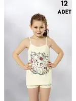 İp Askılı Baskılı Kız Çocuk Atlet 12Li Kota 3408 Asorti farklı açı