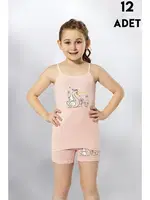 İp Askılı Baskılı Kız Çocuk Atlet 12Li Kota 3408 Asorti görsel 4