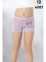 Parça Baskılı Kız Çocuk Boxer 12Li Kota 3409 Asorti görsel 4