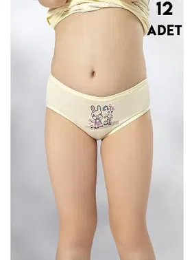 Kota Parça Baskılı Kız Çocuk Külot 12Li Kota 3410