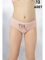 Parça Baskılı Kız Çocuk Külot 12Li Kota 3410 Asorti görsel 4
