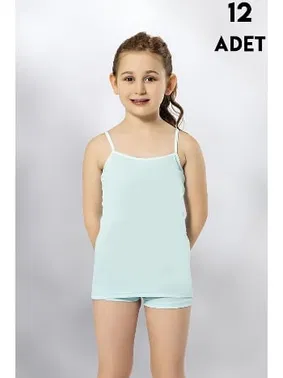 Kota Karışık Renk Askılı Kız Çocuk Atlet 12Li Kota 3411