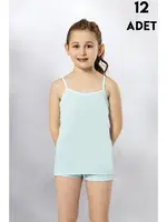 Karışık Renk Askılı Kız Çocuk Atlet 12Li Kota 3411 Asorti