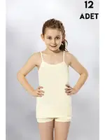 Karışık Renk Askılı Kız Çocuk Atlet 12Li Kota 3411 Asorti farklı açı