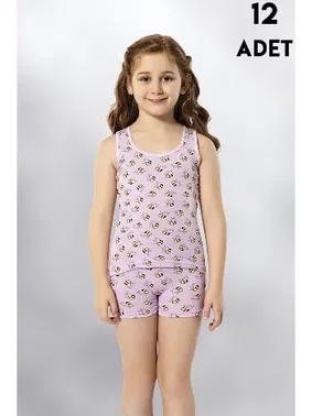 Kota Kalın Askılı Baskılı Kız Çocuk Atlet 12Li Kota 3412 - Alternatif Görünüm