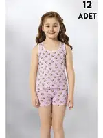 Kalın Askılı Baskılı Kız Çocuk Atlet 12Li Kota 3412 Asorti detay görünüm