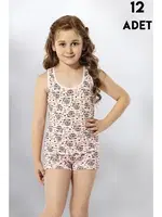 Kalın Askılı Baskılı Kız Çocuk Atlet 12Li Kota 3412 Asorti farklı açı