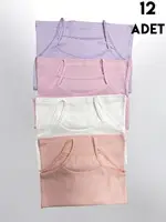 Kız Çocuk İp Askılı Raporlu Ribana Atlet 12'Li Kota 3420 Asorti