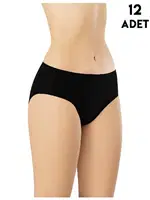 Penye Kadın Bikini Külot 12'li Kota 5002 Siyah
