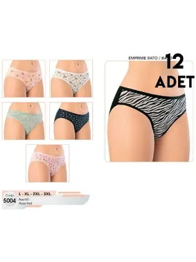 Kota 12'li Desenli Kadın Bikini Slip Külot Kota 5004
