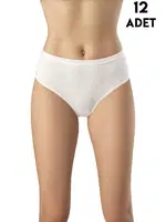 Ribana Raporlu Yüksek Bel Bato Kadın Külot 12'li Kota 5020 Beyaz detay görünüm