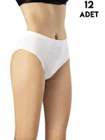 Ribana Raporlu Yüksek Bel Bato Kadın Külot 12'li Kota 5020 Beyaz farklı açı