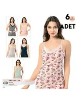 Baskılı İp Askılı Bayan Atlet 6Lı Kota 6134 Asorti detay görünüm