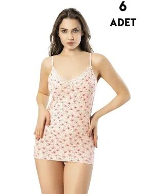 Kota Baskılı İp Askılı Bayan Atlet 6Lı Kota 6134