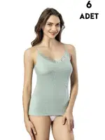 Karışık Renk Raporlu Ribana Kadın Atlet 6Lı Kota 6421-6 görsel 4