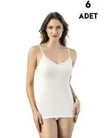 6Lı İp Askılı Bayan Raporlu Ribana Atlet Kota 6421 Beyaz farklı açı