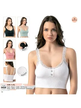 Kota Askılı Kaşkorse Sur Dantelli Pedli Crop Kota 6434