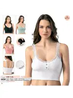 Askılı Kaşkorse Sur Dantelli Pedli Crop Kota 6434 Beyaz