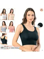 Kaşkorse Tırnak Dantelli Geniş Askılı Crop Kota 6438 Siyah görsel 4