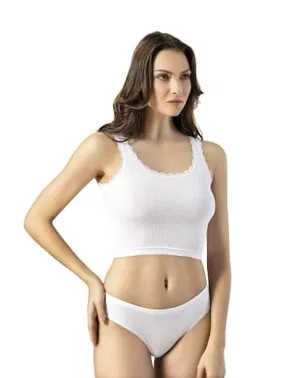 Kota Kaşkorse Tırnak Dantelli Geniş Askılı Crop Kota 6438