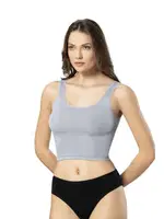 Kaşkorse Tırnak Dantelli Geniş Askılı Crop Kota 6438 Mavi farklı açı