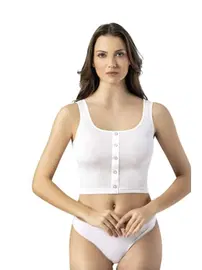 Kota Düğmeli Raporlu Geniş Askılı Crop Kota 6443