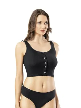 Kota Düğmeli Raporlu Geniş Askılı Crop Kota 6443 - Alternatif Görünüm