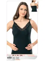 Dantel V yaka İnce Askılı Penye Atlet Kota 6458 Siyah farklı açı