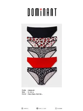 Koza Biat 5 Adet Pamuk Slip Külot Kadın Renkli Desenli Koza Biat KZ33000-59 - Alternatif Görünüm