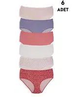 Büyük Beden Kadın Yüksek Bel 6 Adet Bato Külot Koza Biat KZ54000-628 Asorti