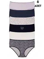 6 Adet Büyük Beden Kadın Yüksek Bel Bato Külot Koza Biat KZ54000-697 Asorti