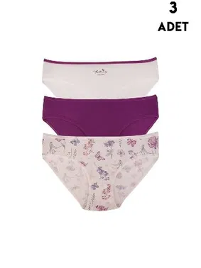 Koza Biat Büyük Beden Yüksek Bel Bato Slip Külot Renkli 3 Adet Koza Biat KZ55000-625