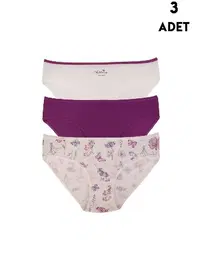 Koza Biat Büyük Beden Yüksek Bel Bato Slip Külot Renkli 3 Adet Koza Biat KZ55000-625