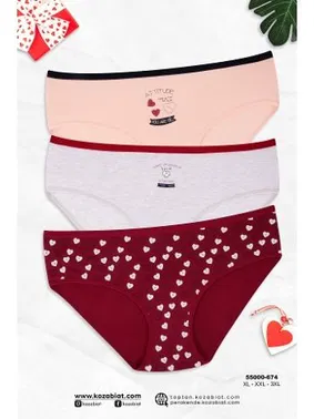 Koza Biat Büyük Beden Pamuklu 3 Adet Bato Külot Koza Biat KZ55000-674 - Alternatif Görünüm