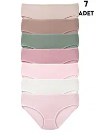Koza Biat Büyük Beden Renkli Yüksek Bel Külot Pamuklu 7li Paket Koza Biat KZ57000-530