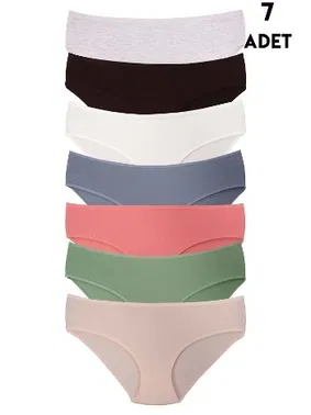 Koza Biat Renkli Büyük Beden Yüksek Bel Külot Pamuklu 7li Paket Koza Biat KZ57000-532