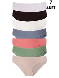 Koza Biat Renkli Büyük Beden Yüksek Bel Külot Pamuklu 7li Paket Koza Biat KZ57000-532